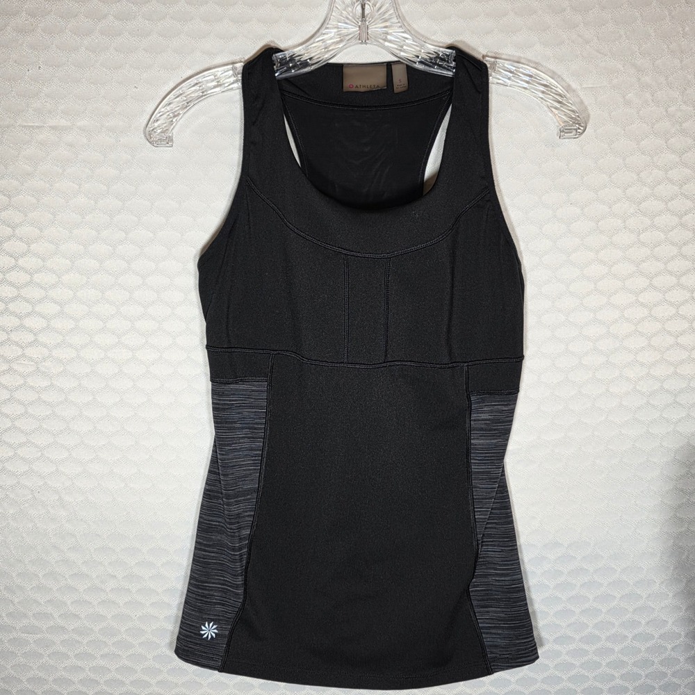 Athleta Womens Black Space Dye Racerback Tank Top with Built In Bra Small
